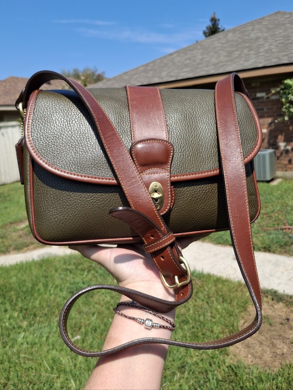 VTG 1995 Coach Glenwood Sheridan Olive/British Tan Shoulder/Crossbody Bag #4225 - Picture 2 of 16